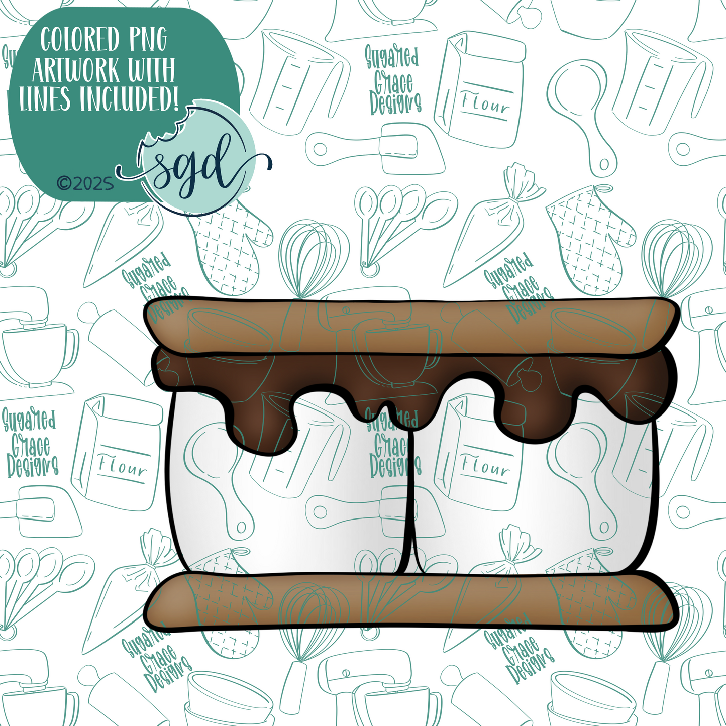 Smore Cookie Cutter with PNG Images to Match - Hand Drawn Graphics for Edible Ink Printers