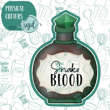 Snake Blood Potion Bottle Cookie Cutter with PNG Images to Match - Hand Drawn Graphics for Edible Ink Printers