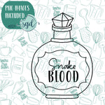 Snake Blood Potion Bottle Cookie Cutter with PNG Images to Match - Hand Drawn Graphics for Edible Ink Printers