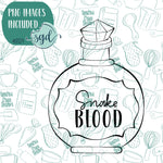 Snake Blood Potion Bottle Cookie Cutter with PNG Images to Match - Hand Drawn Graphics for Edible Ink Printers