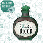 Snake Blood Potion Bottle Cookie Cutter with PNG Images to Match - Hand Drawn Graphics for Edible Ink Printers