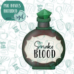 Snake Blood Potion Bottle Cookie Cutter with PNG Images to Match - Hand Drawn Graphics for Edible Ink Printers