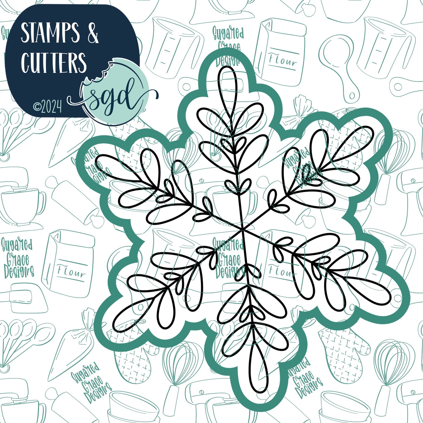 Snowflake Cookie Cutter and Stamp for Fondant Decorating and Cake Toppers