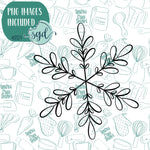 Winter Snowflake Cookie Cutter with PNG Images to Match - Hand Drawn Graphics for Edible Ink Printers