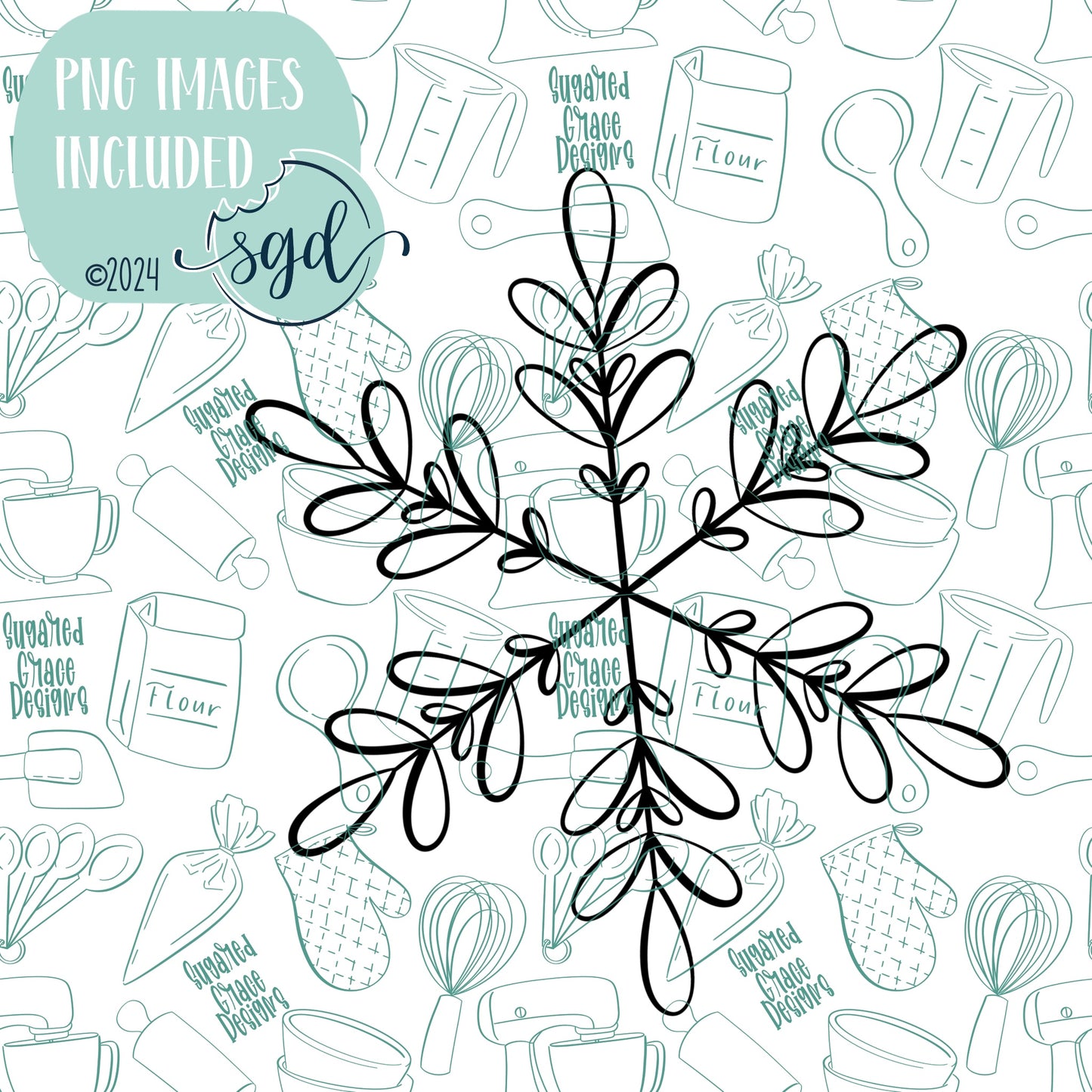 Snowflake Cookie Cutter STL Files with PNG Images to match - For 3D Printing and Edible Ink Printers