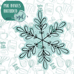 Winter Snowflake Cookie Cutter with PNG Images to Match - Hand Drawn Graphics for Edible Ink Printers