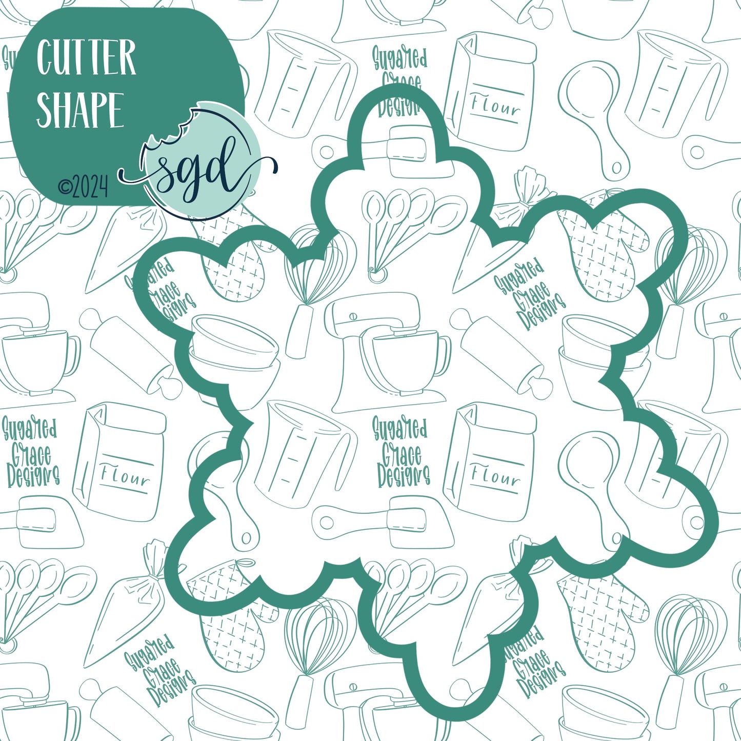 Winter Snowflake Cookie Cutter with PNG Images to Match - Hand Drawn Graphics for Edible Ink Printers