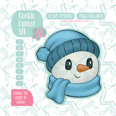 Winter Snowman Cookie Cutter STL File with PNG Images to Match - For 3D Printing and Edible Ink Printers