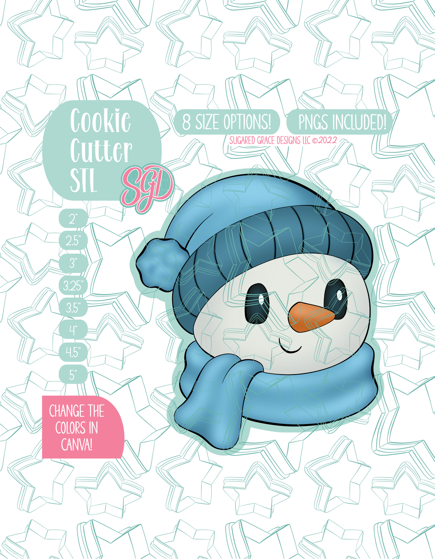 Winter Snowman Cookie Cutter STL File with PNG Images to Match - For 3D Printing and Edible Ink Printers