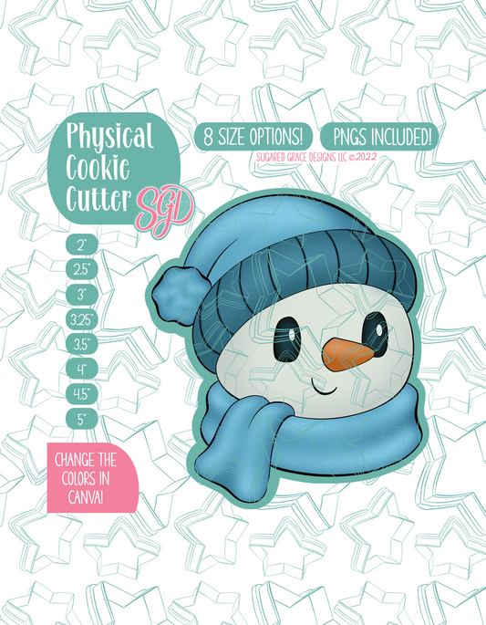 Winter Snowman Cookie Cutter with PNG Images to Match - Hand Drawn Graphics for Edible Ink Printers