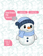 Full Body Snowman PNG Image Set for Edible Ink Printers - Hand Drawn Editable Graphics