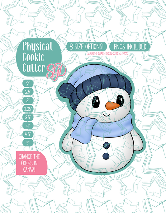 Full Body Snowman Cookie Cutter with PNG Images to Match - Hand Drawn Graphics for Edible Ink Printers