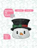 Christmas Snowman PNG Image Set for Edible Ink Printers - Hand Drawn Editable Graphics
