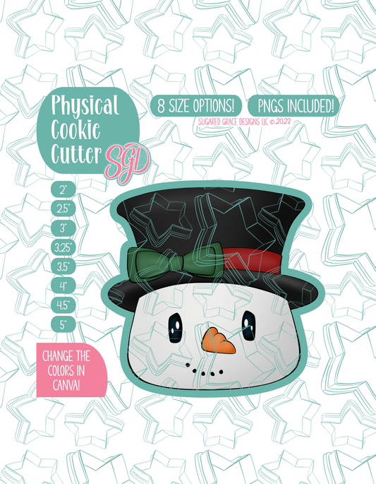 Christmas Snowman Cookie Cutter with PNG Images to Match - Hand Drawn Graphics for Edible Ink Printers