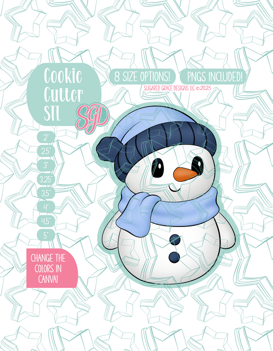 Full Body Snowman Cookie Cutter STL File with PNG Images to Match - For 3D Printing and Edible Ink Printers
