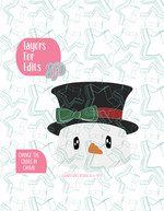 Christmas Snowman PNG Image Set for Edible Ink Printers - Hand Drawn Editable Graphics