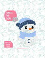 Full Body Snowman PNG Image Set for Edible Ink Printers - Hand Drawn Editable Graphics