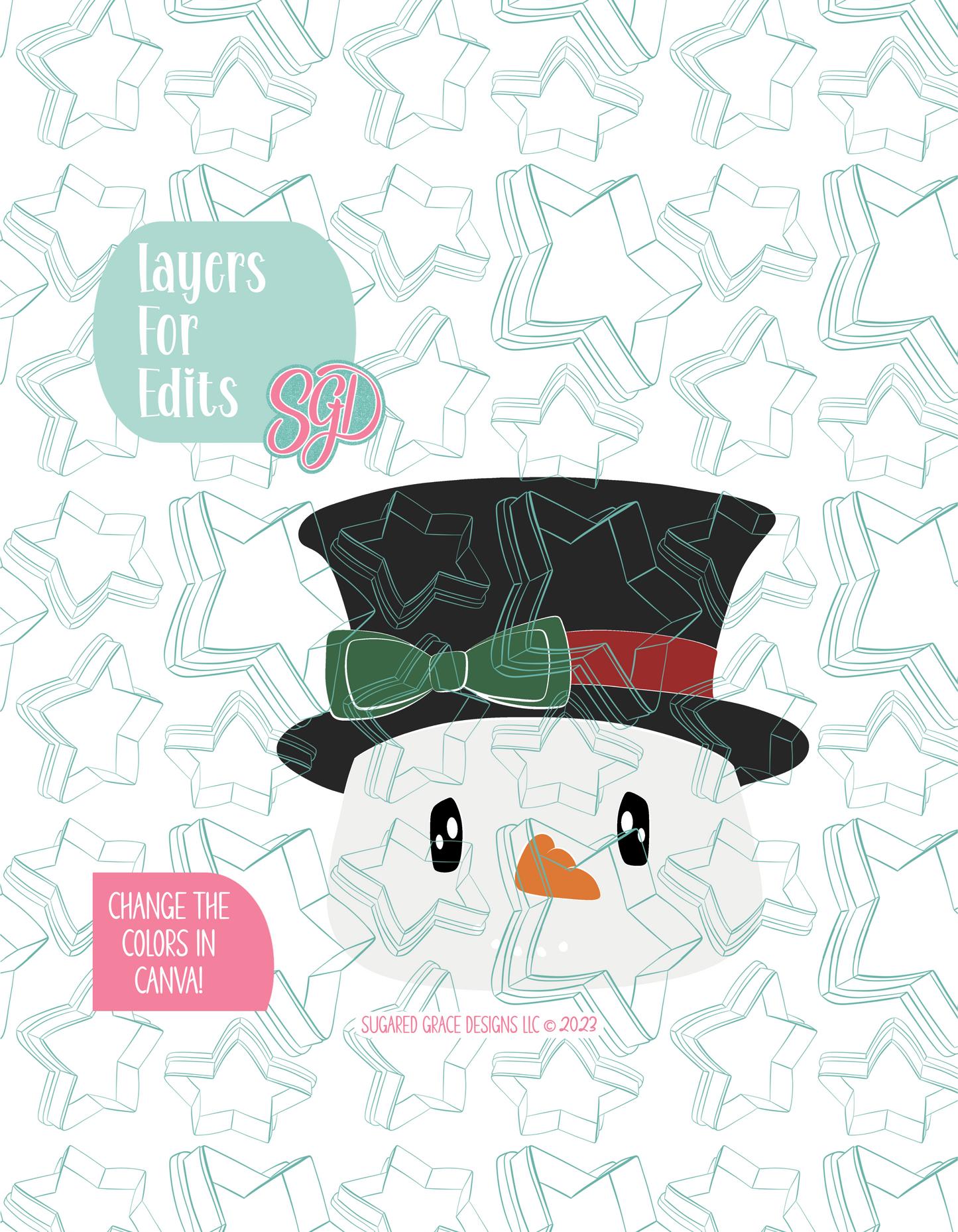 Christmas Snowman Cookie Cutter STL File with PNG Images to Match - For 3D Printing and Edible Ink Printers