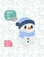 Full Body Snowman Cookie Cutter with PNG Images to Match - Hand Drawn Graphics for Edible Ink Printers