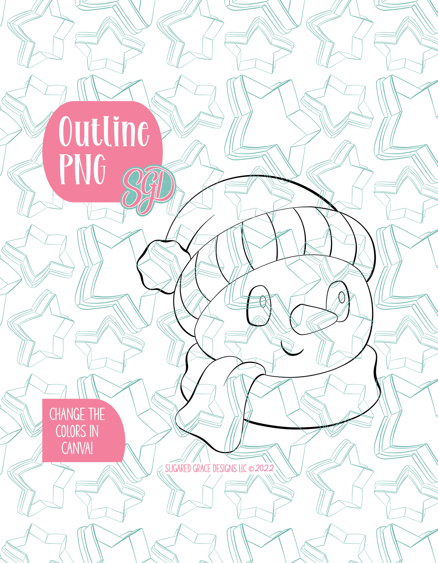 Winter Snowman PNG Image Set for Edible Ink Printers - Hand Drawn Editable Graphics