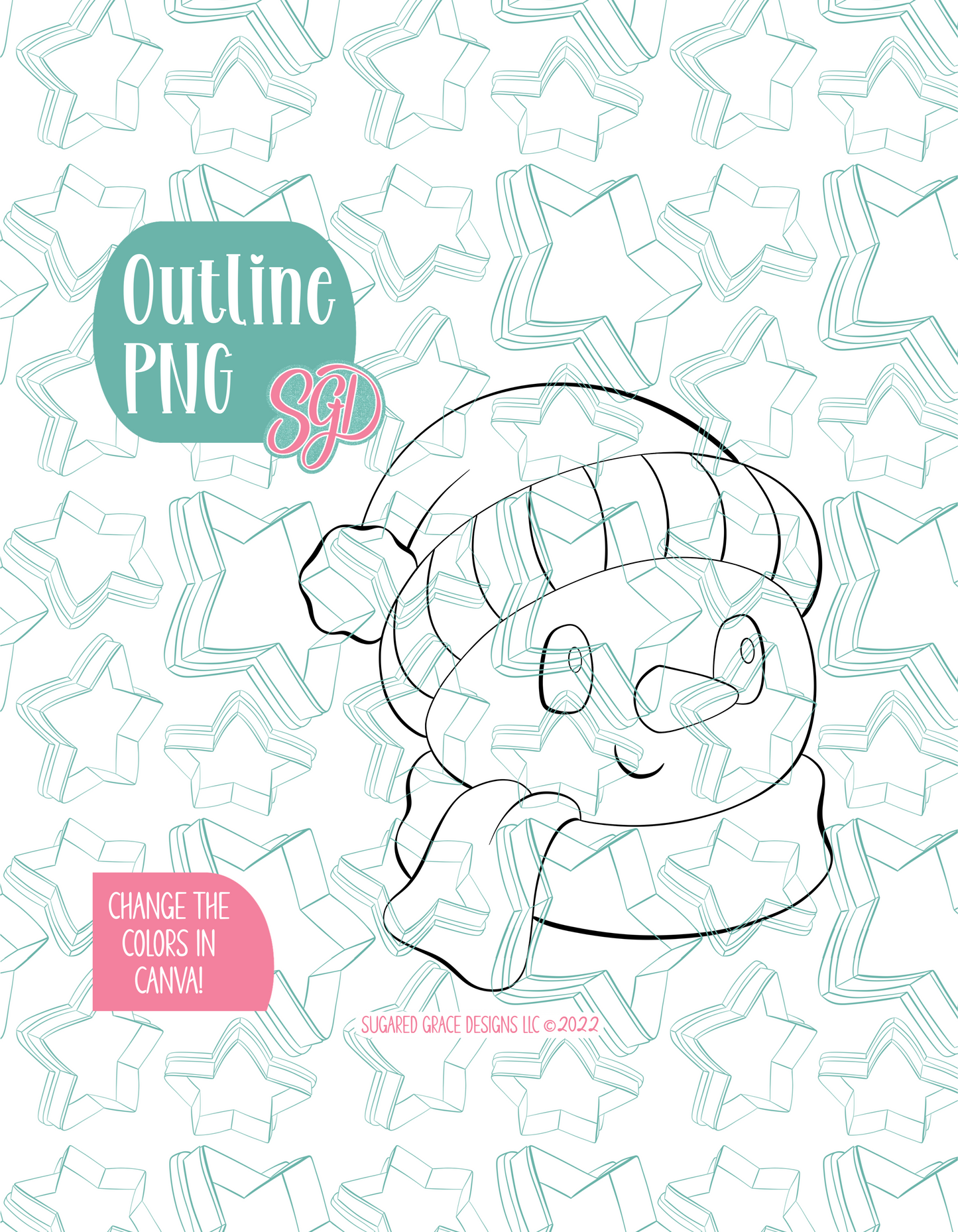 Winter Snowman Cookie Cutter with PNG Images to Match - Hand Drawn Graphics for Edible Ink Printers