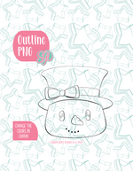 Christmas Snowman PNG Image Set for Edible Ink Printers - Hand Drawn Editable Graphics