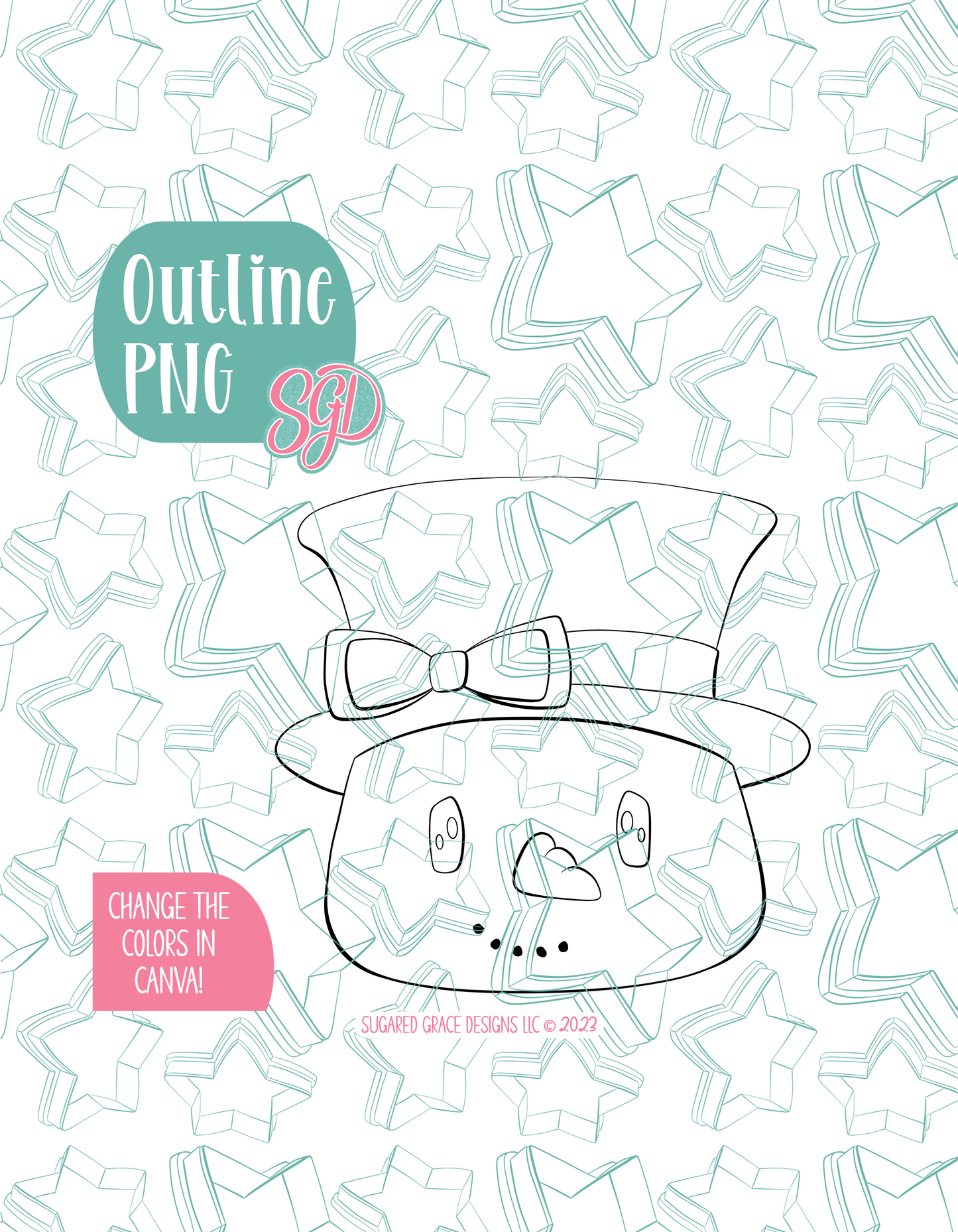 Christmas Snowman Cookie Cutter with PNG Images to Match - Hand Drawn Graphics for Edible Ink Printers
