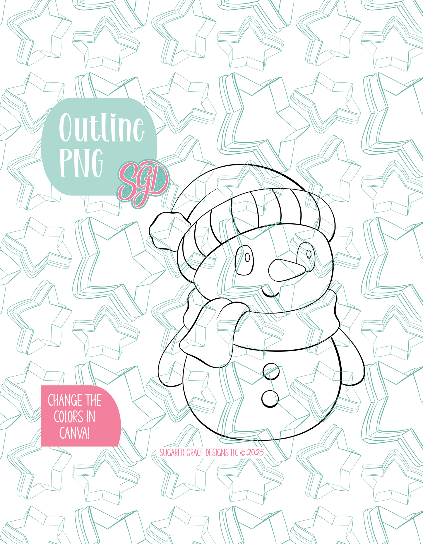 Full Body Snowman Cookie Cutter STL File with PNG Images to Match - For 3D Printing and Edible Ink Printers