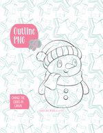 Full Body Snowman PNG Image Set for Edible Ink Printers - Hand Drawn Editable Graphics