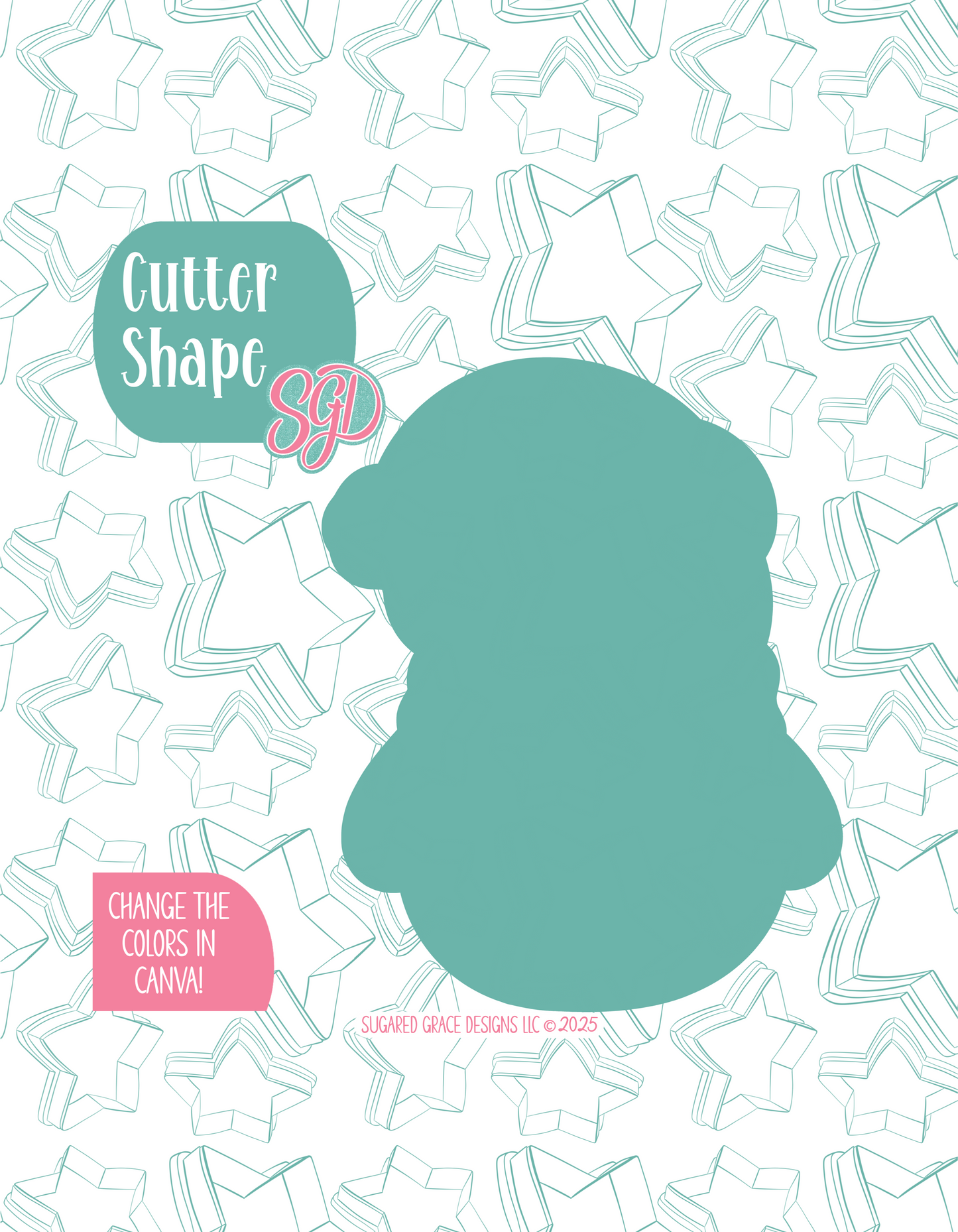 Full Body Snowman Cookie Cutter with PNG Images to Match - Hand Drawn Graphics for Edible Ink Printers