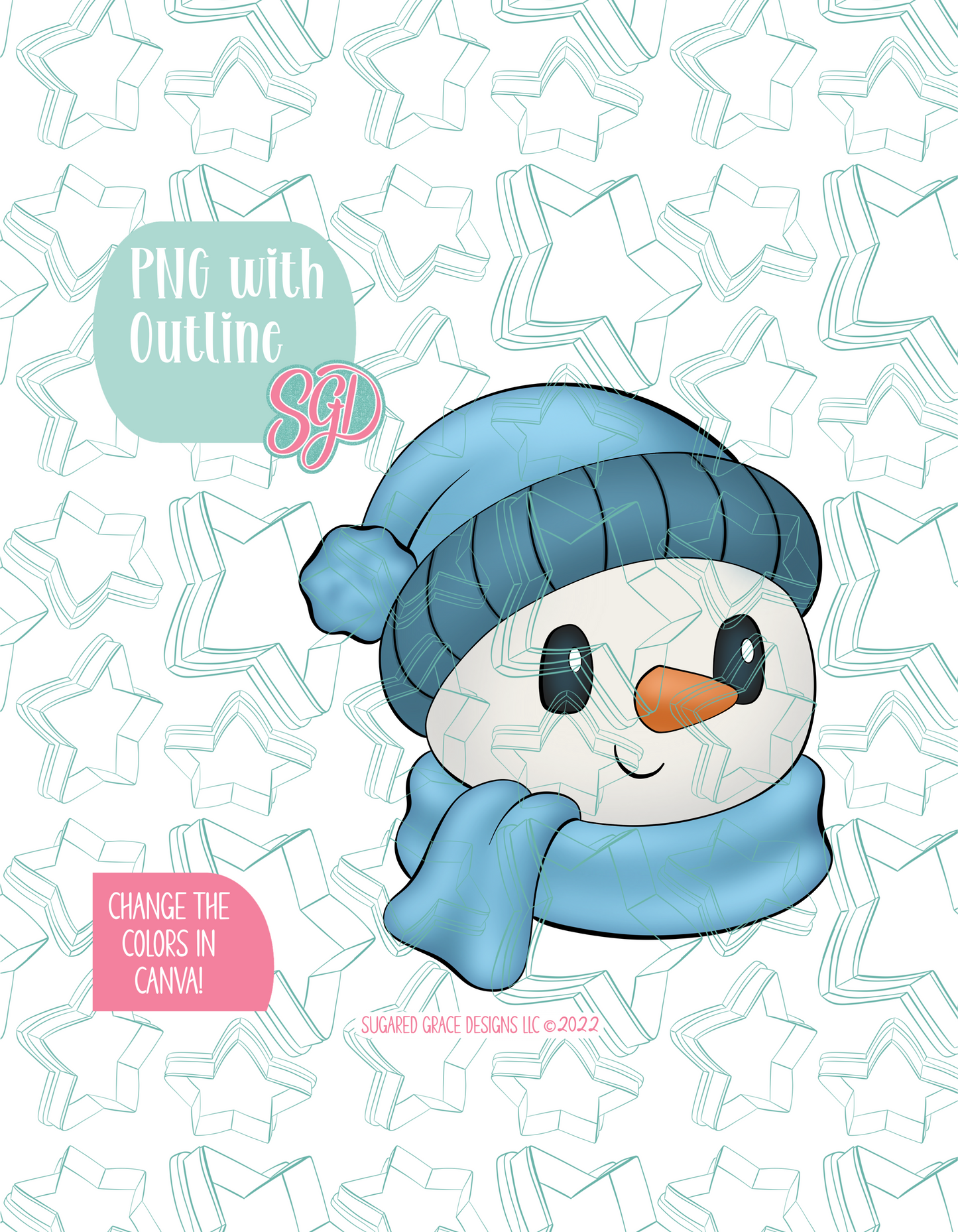 Winter Snowman Cookie Cutter STL File with PNG Images to Match - For 3D Printing and Edible Ink Printers