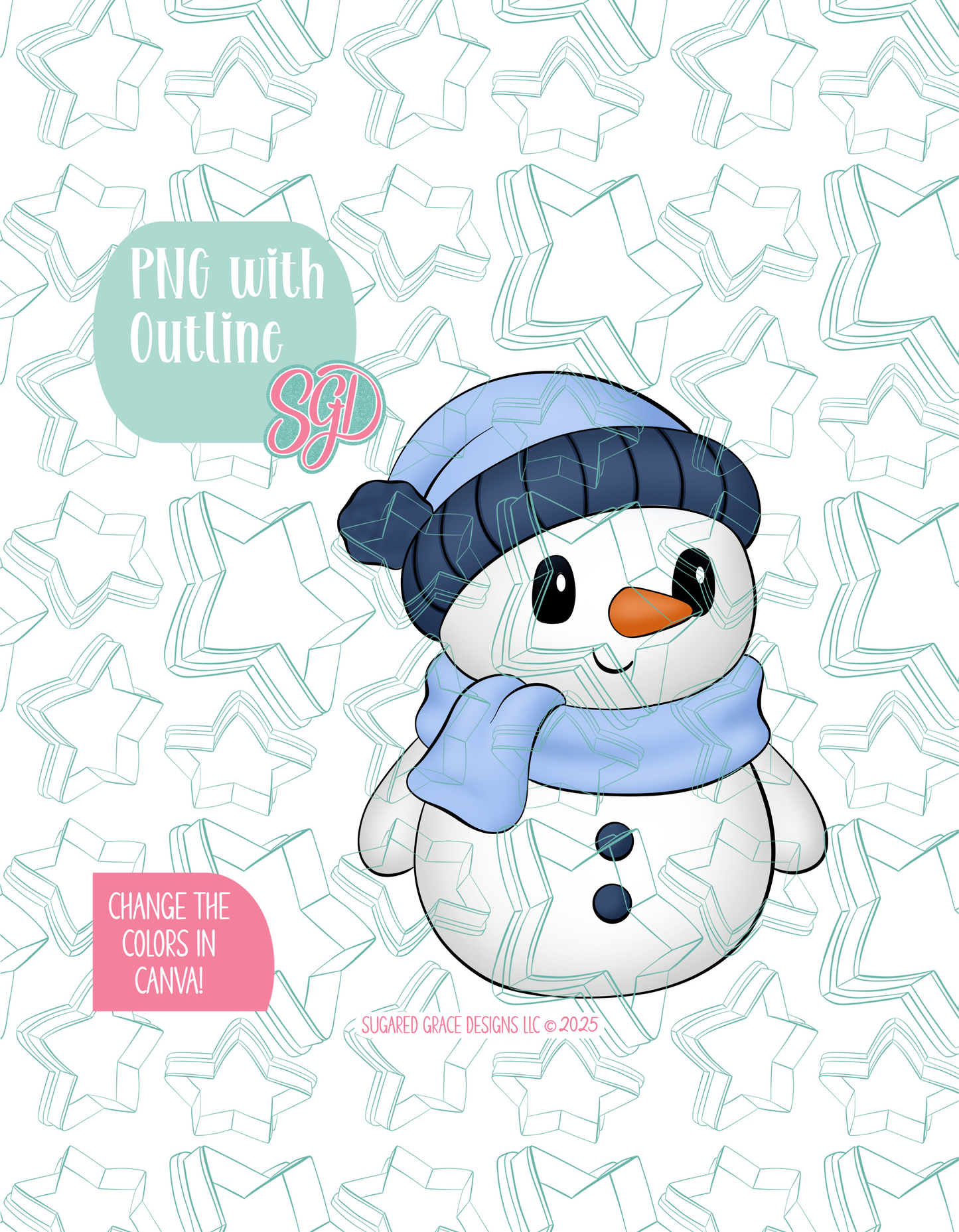 Full Body Snowman Cookie Cutter STL File with PNG Images to Match - For 3D Printing and Edible Ink Printers
