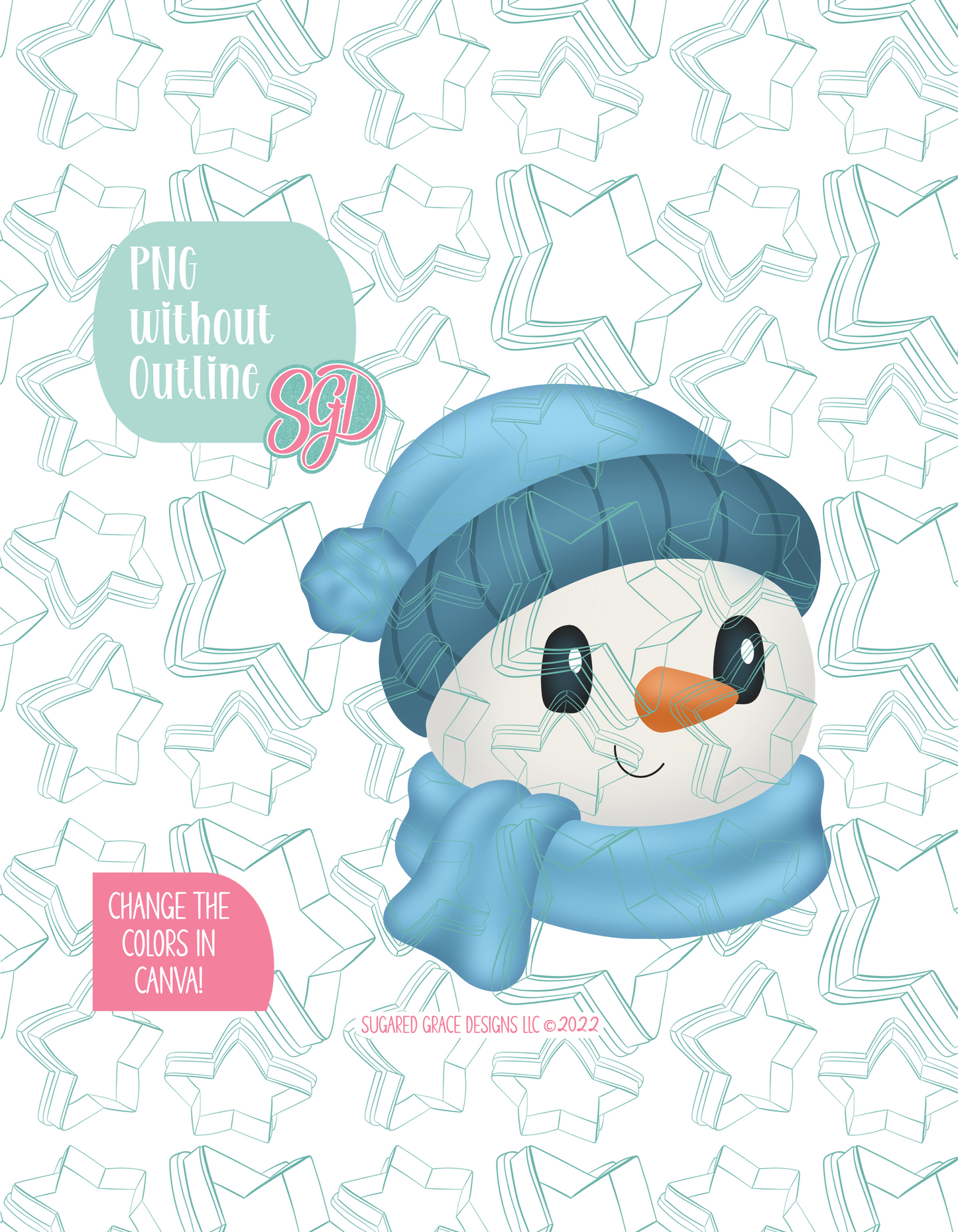 Winter Snowman Cookie Cutter STL File with PNG Images to Match - For 3D Printing and Edible Ink Printers