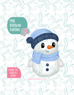 Full Body Snowman Cookie Cutter with PNG Images to Match - Hand Drawn Graphics for Edible Ink Printers