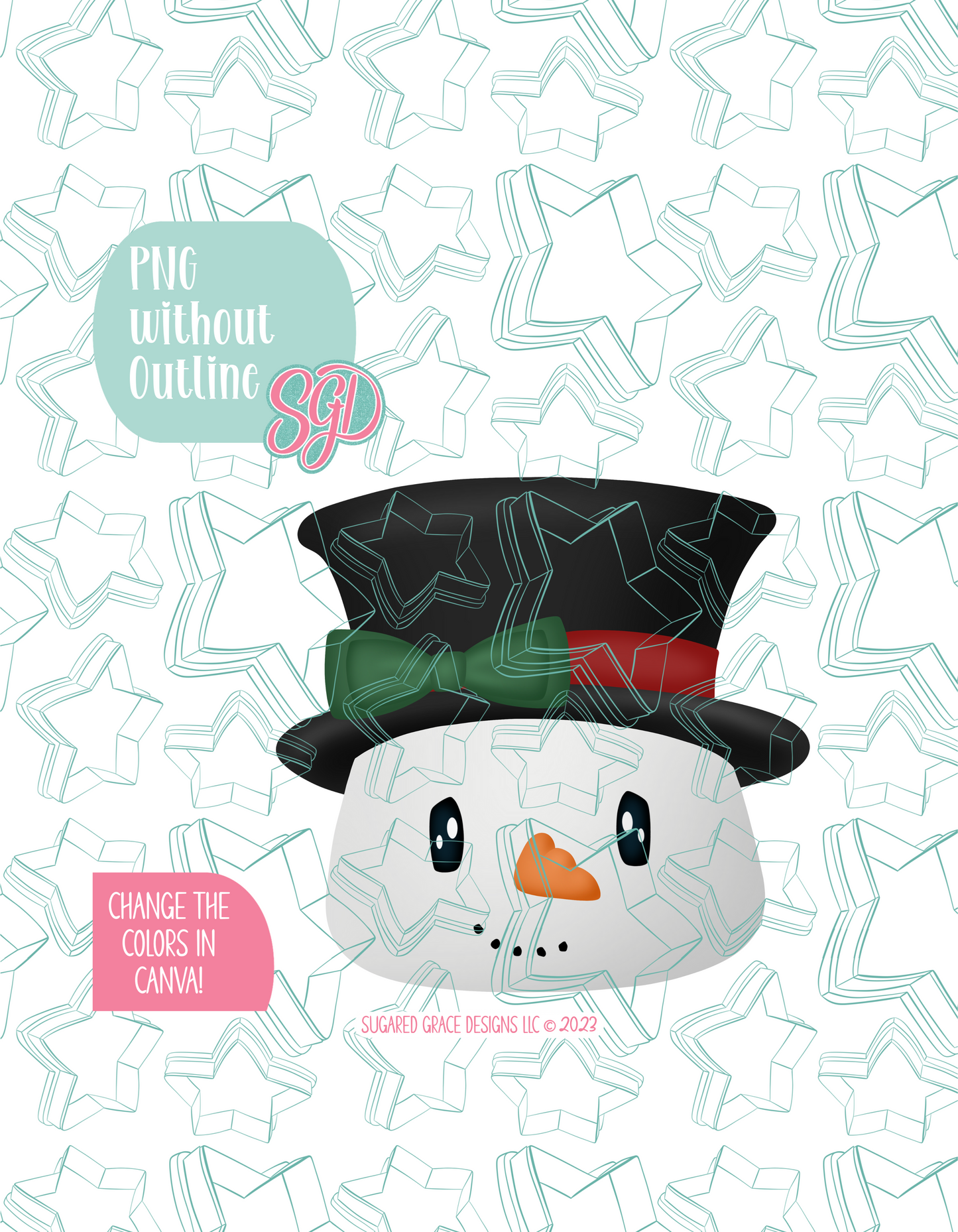 Christmas Snowman Cookie Cutter STL File with PNG Images to Match - For 3D Printing and Edible Ink Printers