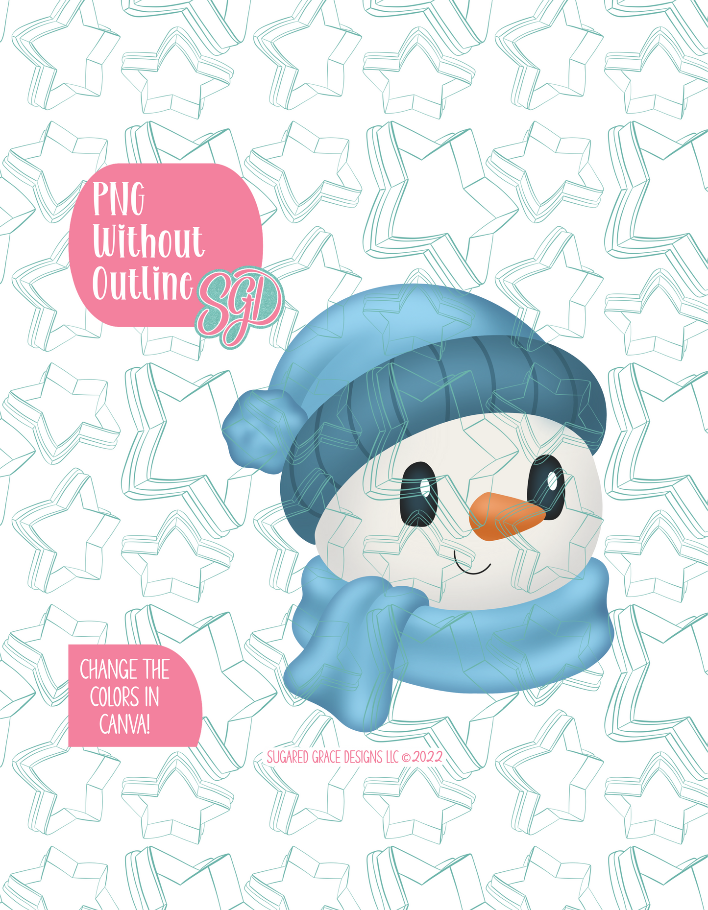 Winter Snowman PNG Image Set for Edible Ink Printers - Hand Drawn Editable Graphics