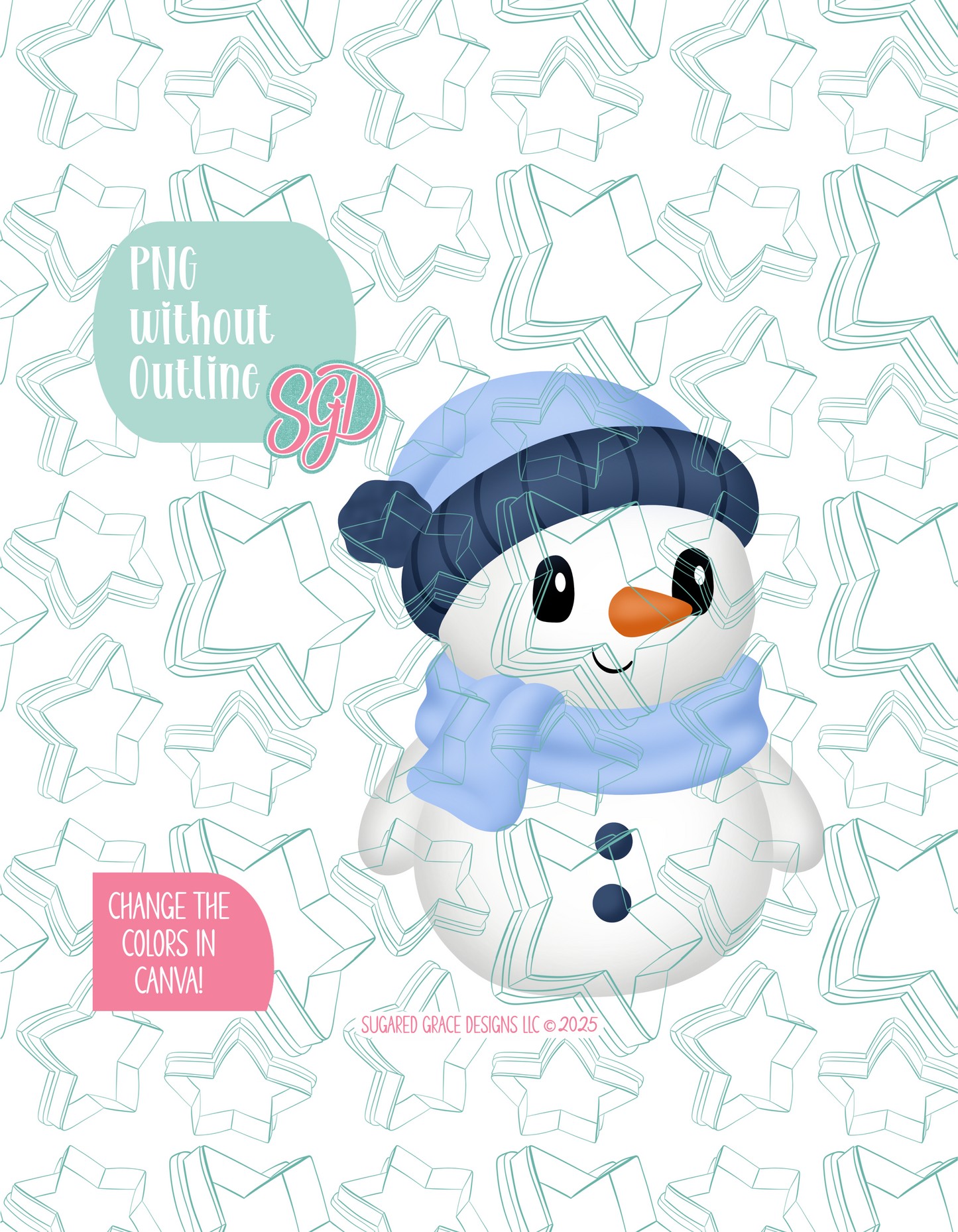 Full Body Snowman Cookie Cutter STL File with PNG Images to Match - For 3D Printing and Edible Ink Printers