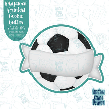 Soccer Ball with Banner Cookie Cutter Plaque with Matching PNG Images for Edible Ink Printers Including Eddie