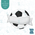 Soccer Ball with Banner Cookie Cutter Plaque with Matching PNG Images for Edible Ink Printers Including Eddie