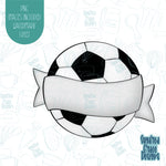 Soccer Ball with Banner Cookie Cutter Plaque with Matching PNG Images for Edible Ink Printers Including Eddie