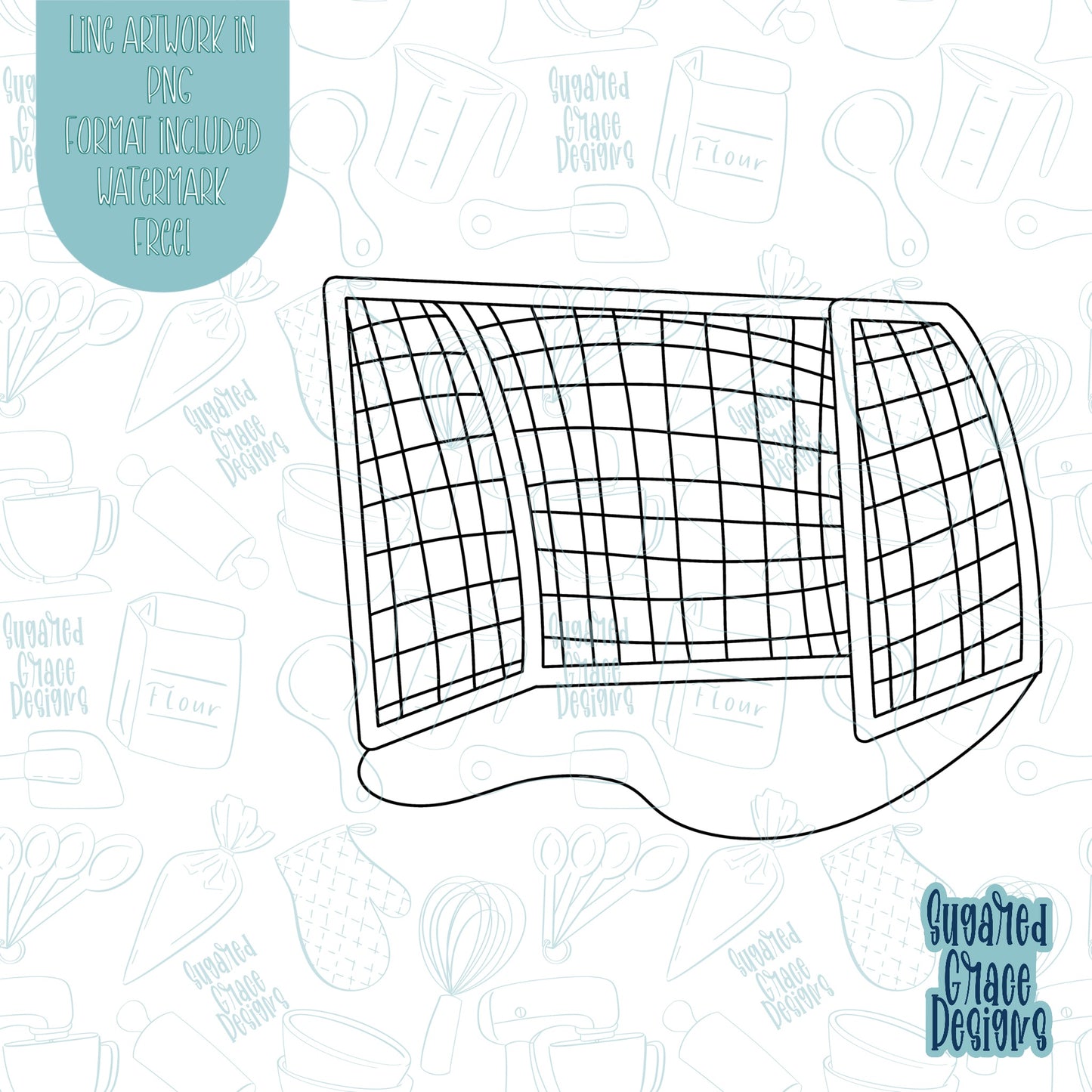 Soccer Goal Cookie Cutter STL Files for 3D Printing with Matching Printable PNG Images for Edible Ink Printers Including Eddie