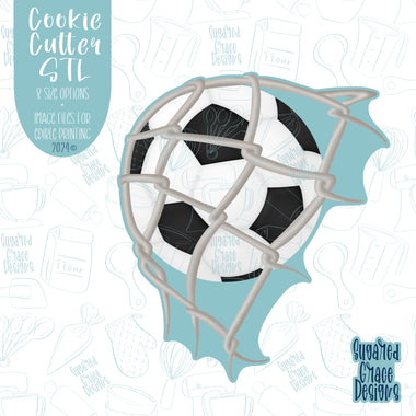 Soccer In Net Cookie Cutter STL Files for 3D Printing with Matching Printable PNG Images for Edible Ink Printers Including Eddie