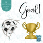 Soccer Trophy Cookie Cutter Set of 3 with Matching PNG Images for Edible Ink Printers Including Eddie