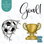 Soccer Trophy Cookie Cutter Set of 3 with Matching PNG Images for Edible Ink Printers Including Eddie