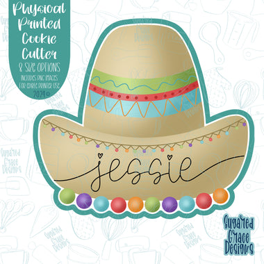 Sombrero Name Plaque Cookie Cutter with Matching PNG Images for Edible Ink Printers Including Eddie