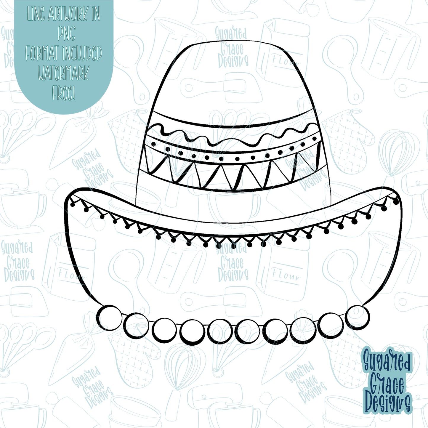Cinco De Mayo Sombrero Cookie Cutter STL Files for 3D Printing with Matching Printable PNG Images for Edible Ink Printers Including Eddie