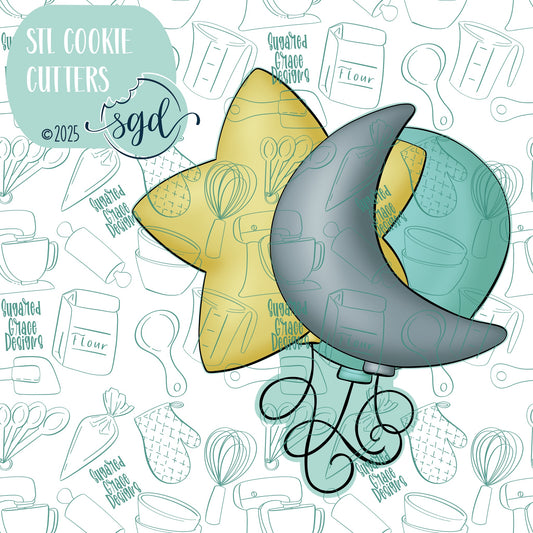 Birthday Space Balloons Cookie Cutter STL File  with PNG Images to Match - For 3D Printing and Edible Ink Printers
