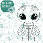 Space Alien Cutter with PNG Images to Match - Hand Drawn Graphics for Edible Ink Printers