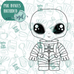 Space Alien Cutter with PNG Images to Match - Hand Drawn Graphics for Edible Ink Printers