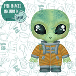 Space Alien Cutter with PNG Images to Match - Hand Drawn Graphics for Edible Ink Printers